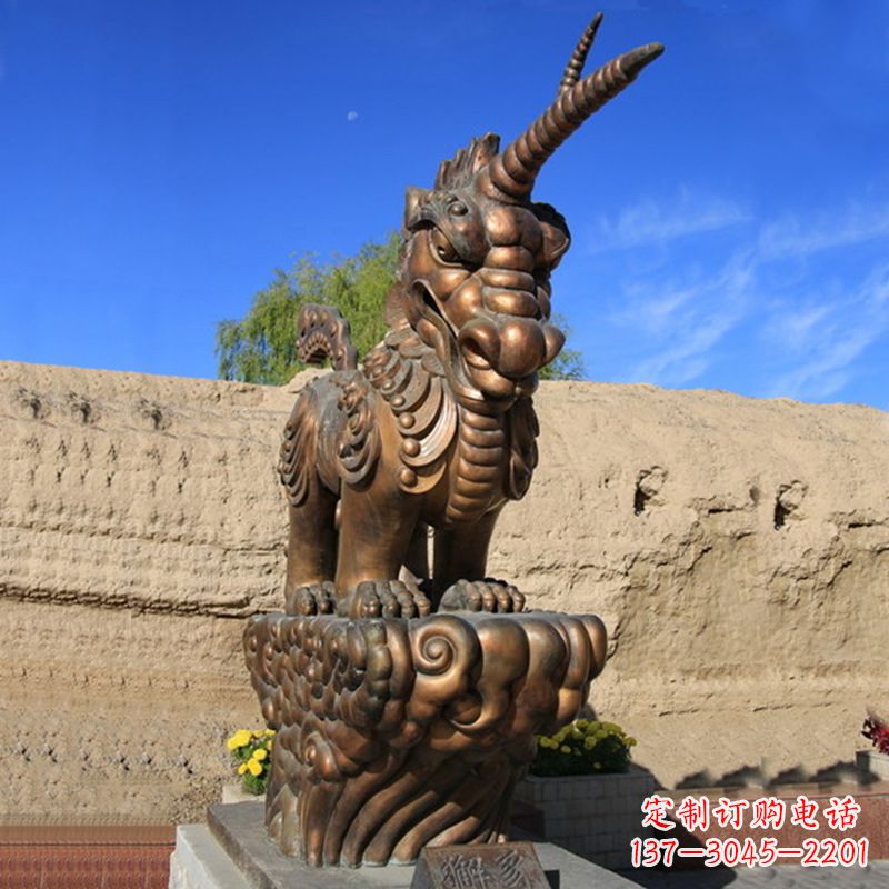 开封神兽獬豸古铜雕塑摆件