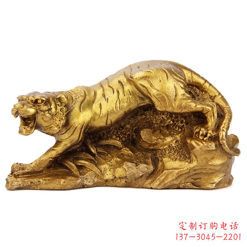 开封中领雕塑生肖铜虎鎏金摆件,是一款以生肖虎…