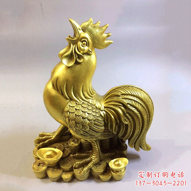 开封风雅纯铜抓钱鸡雕塑