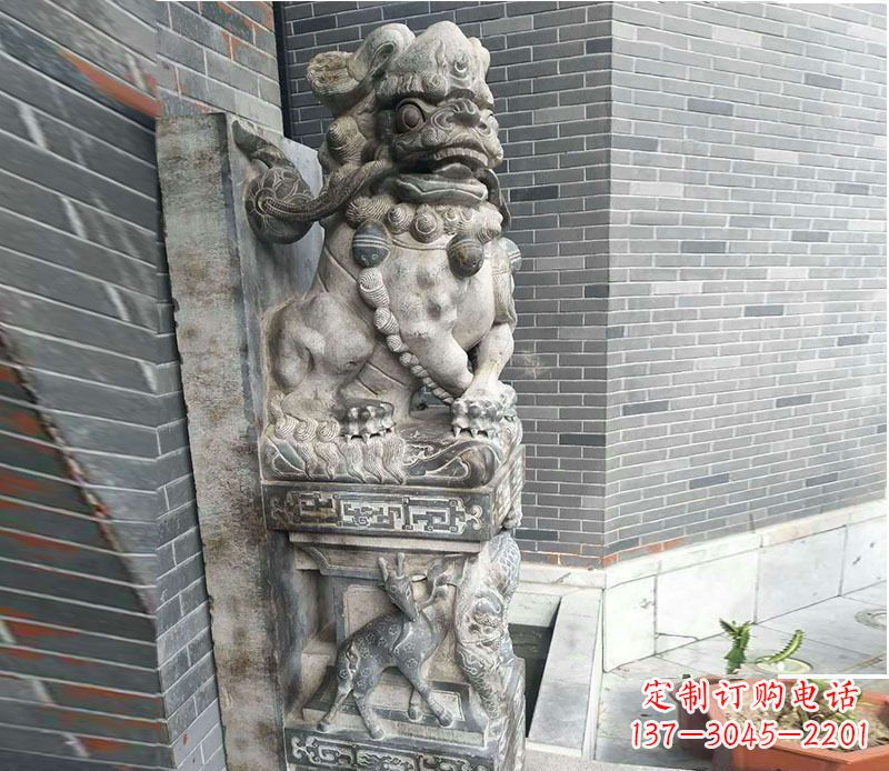 开封狮子抱鼓石仿古石门墩石雕 (3)