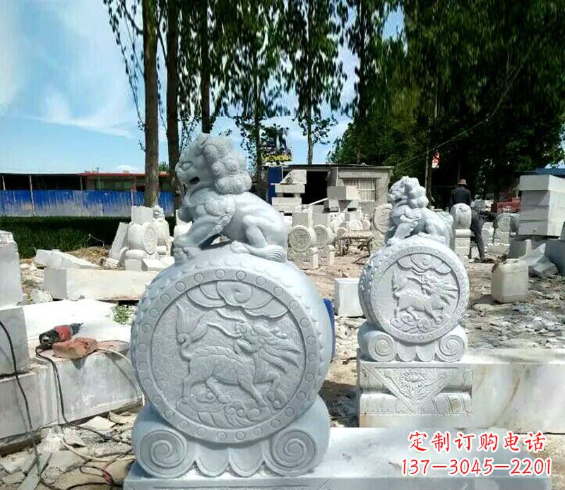 开封狮子抱鼓石招财门墩石雕,铸就心愿