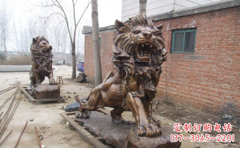 开封狮子企业动物铜雕
