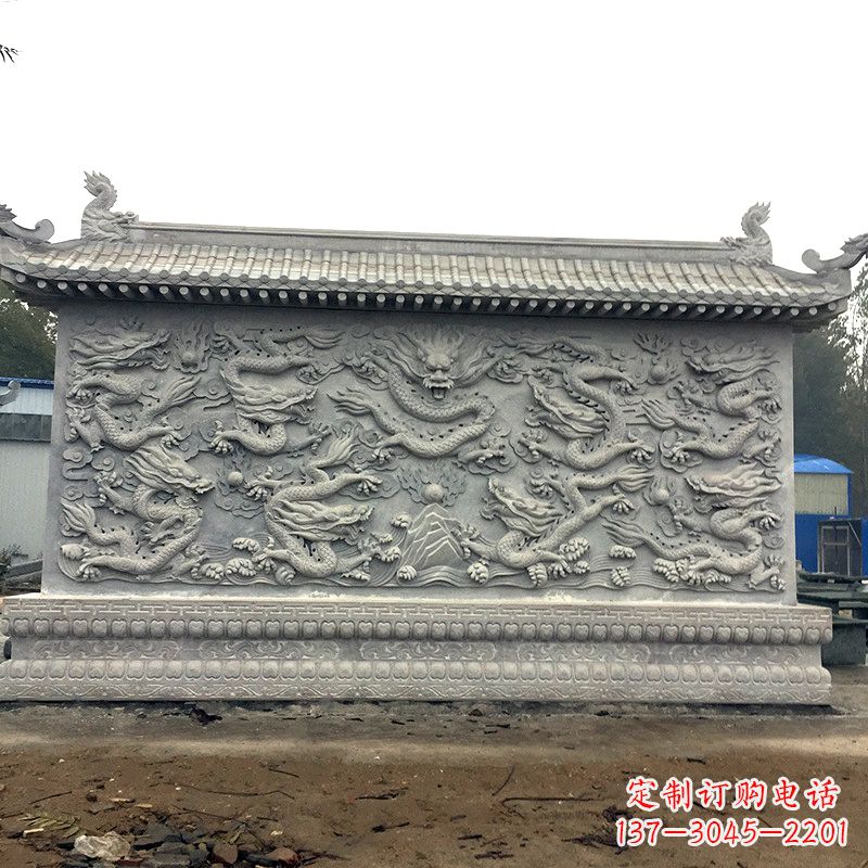 开封中领雕塑:精美九龙壁雕塑,添彩寺庙庭院