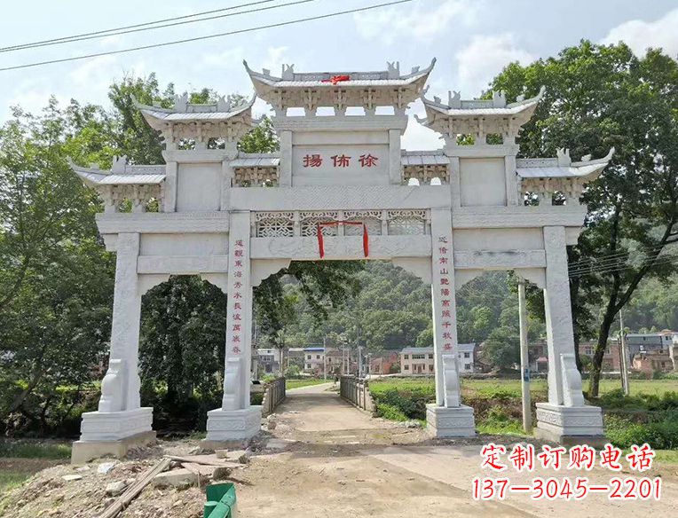 开封古典大气的门楼石雕雕塑