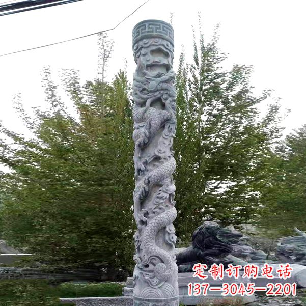 开封华贵典雅的石雕盘龙柱雕塑