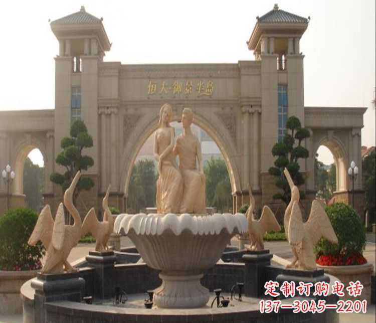 开封石雕西方人物喷泉雕塑