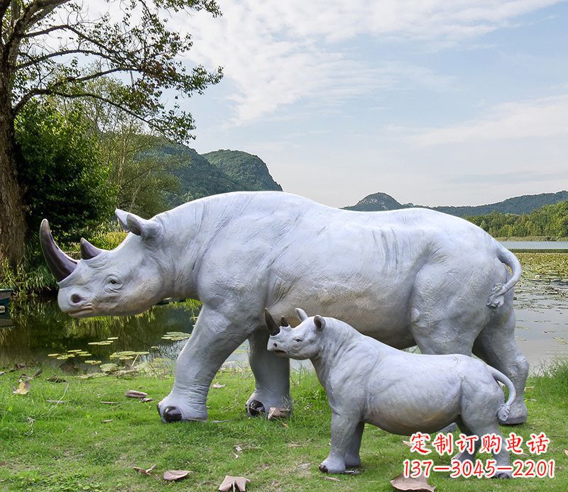 开封石雕犀牛母子雕塑