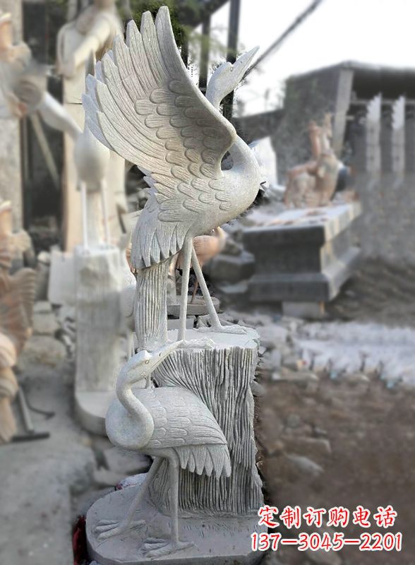 开封石雕仙鹤景观摆件