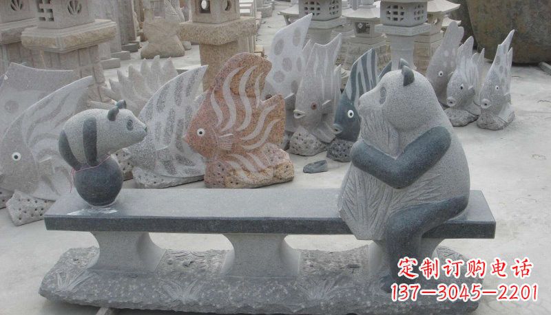 开封石雕熊猫座椅