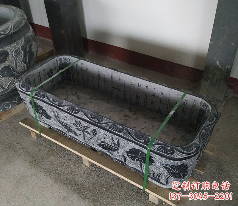 开封石浮雕鱼缸仿古鱼缸石雕