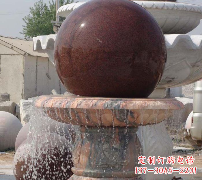 开封石来运转小型风水球喷泉石雕