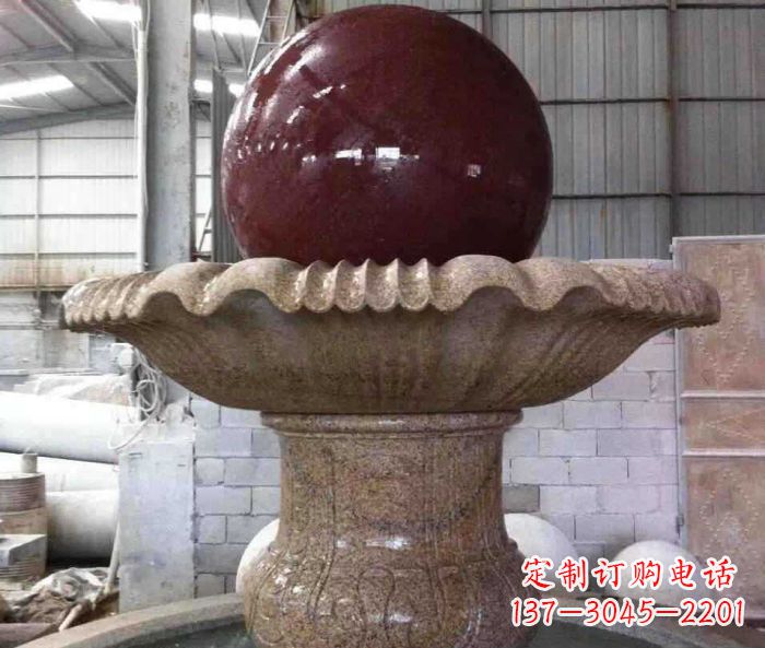 开封石来运转小型风水球喷泉石雕 (2)