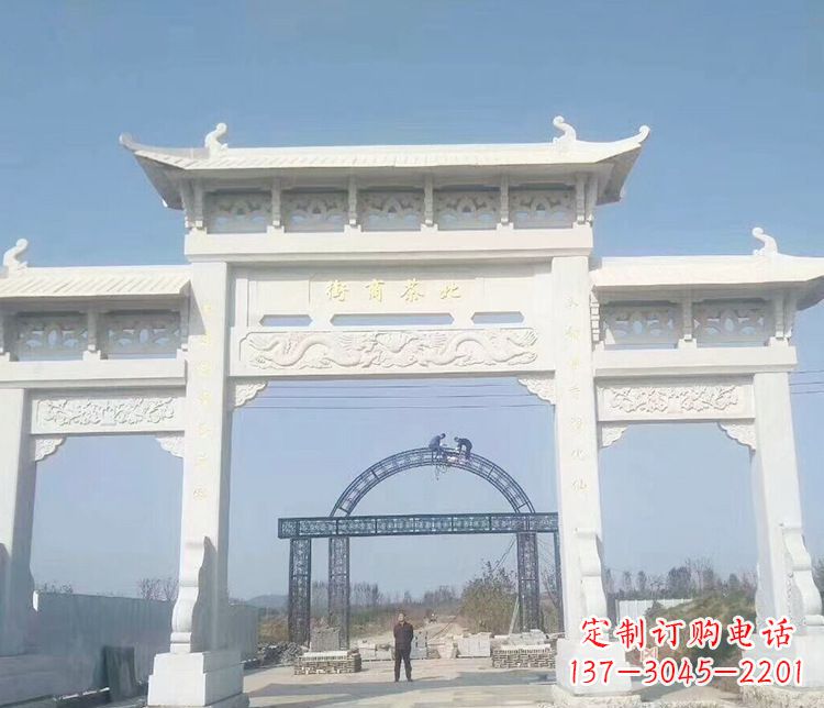 开封石牌坊三门牌坊石雕 (4)