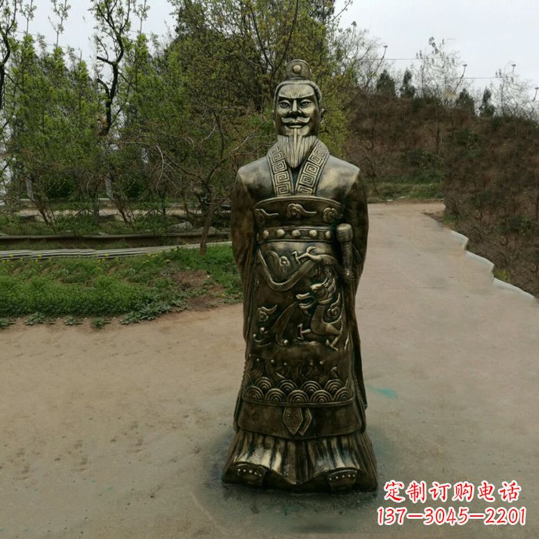 开封始皇嬴政玻璃钢仿铜雕塑