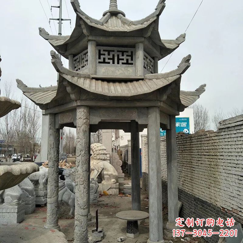 开封双层大理石凉亭雕塑