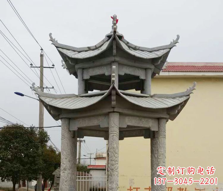 开封双层仿古凉亭石雕 (2)