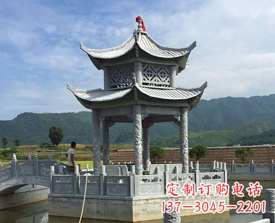 开封双层仿古凉亭石雕_1