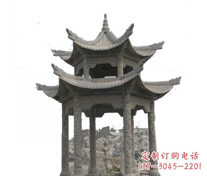 开封双层仿古石雕凉亭 (2)