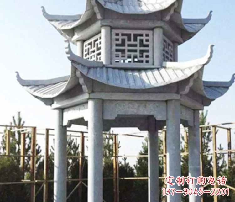 开封双层仿古石凉亭石雕_2
