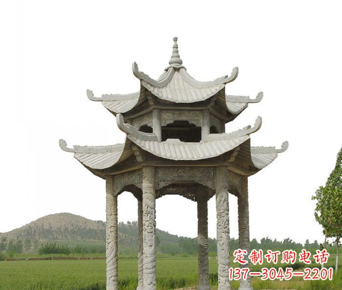 开封双层仿古石雕凉亭