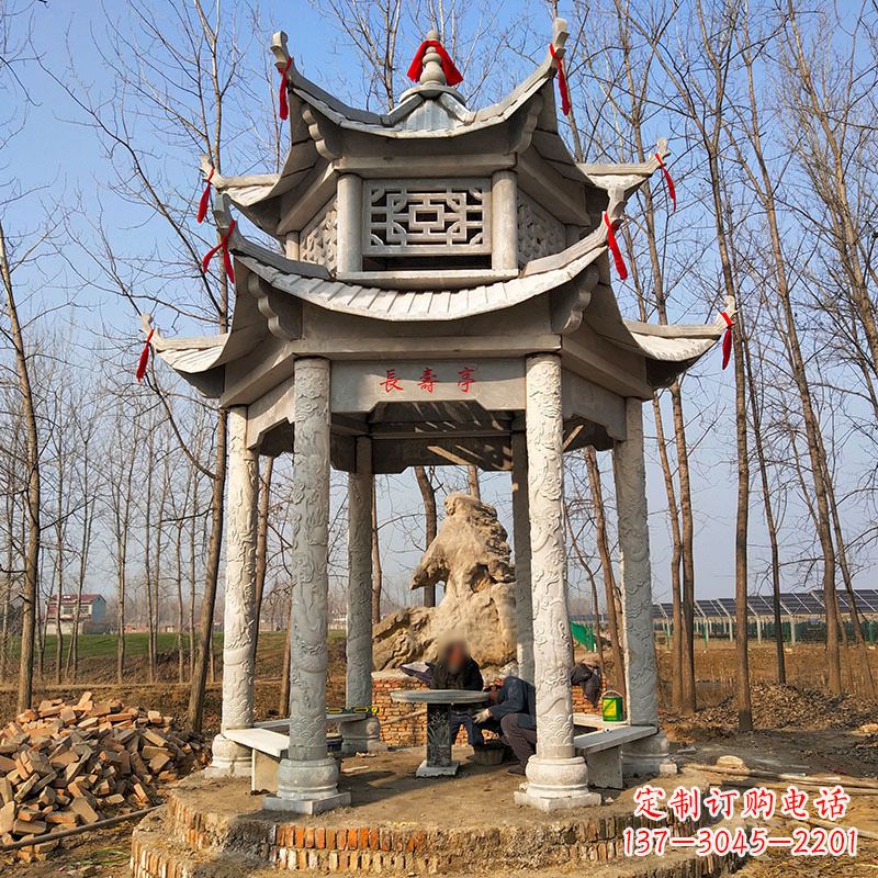 开封双层六角石凉亭