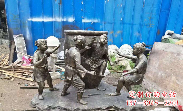 开封司马光砸缸铜雕 (2)