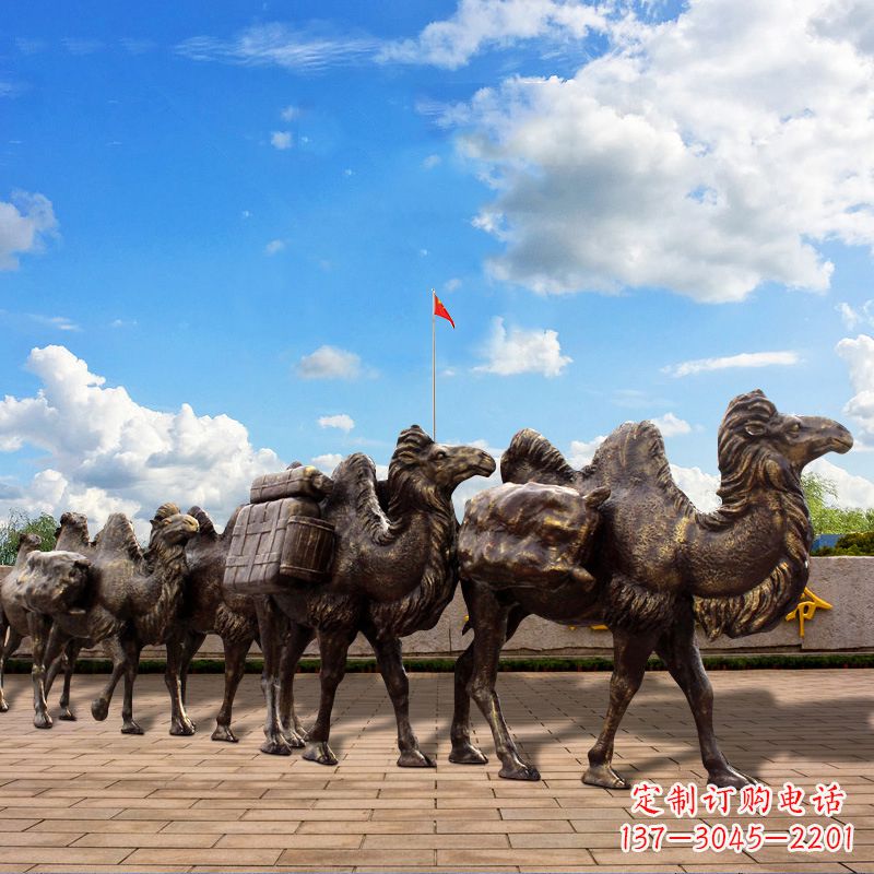 开封丝绸之路骆驼队仿铜景观雕塑