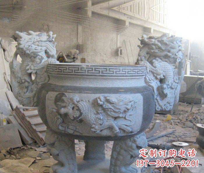 开封寺庙景观龙头水缸石雕