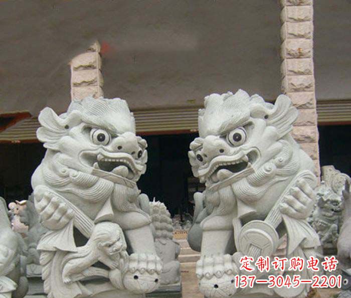 开封寺庙景观南方狮子石雕 (2)