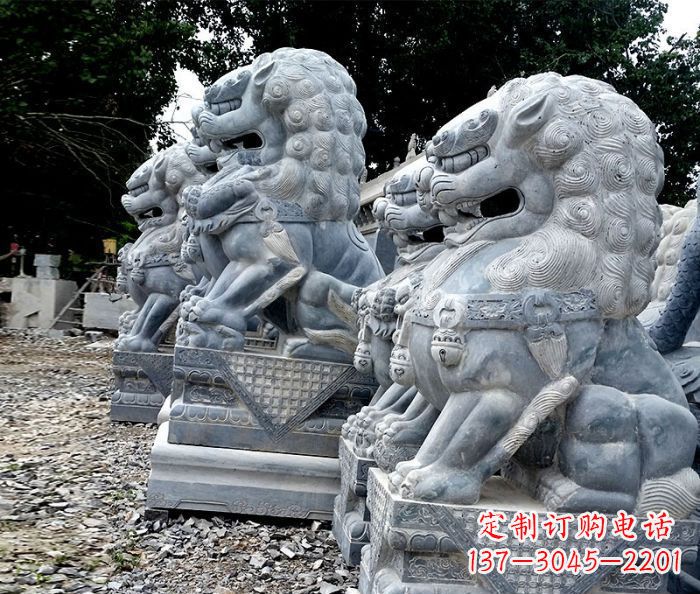 开封寺庙青石狮子石雕 (2)