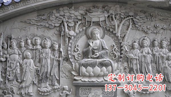 开封寺庙墙壁石浮雕佛像