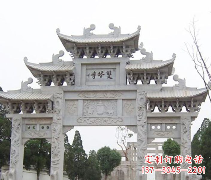 开封寺庙三门牌坊石雕 (2)