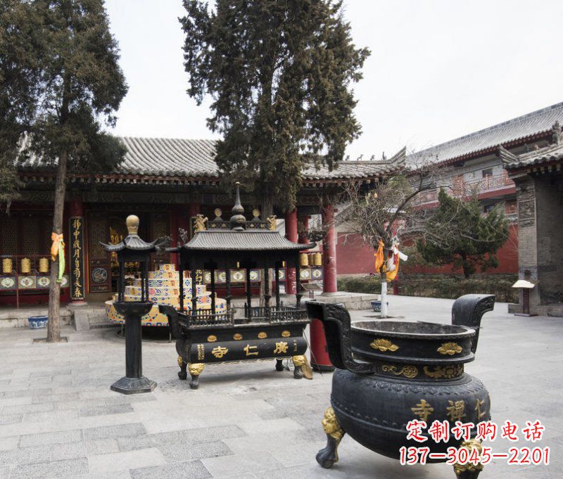 开封寺庙铜香炉铜雕
