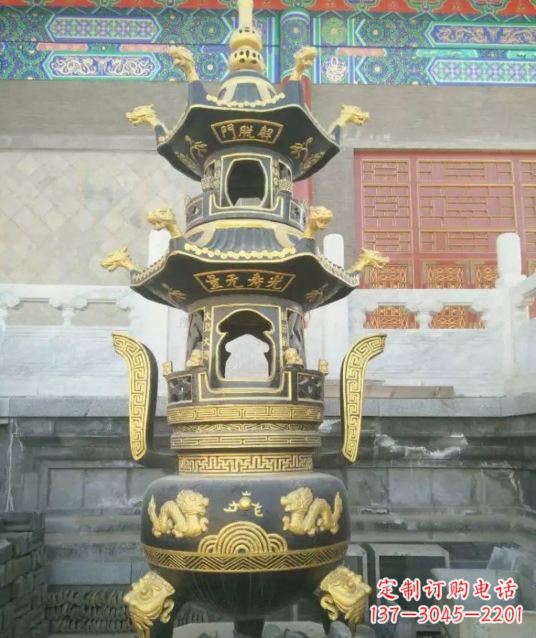 开封寺庙香炉铜雕_1