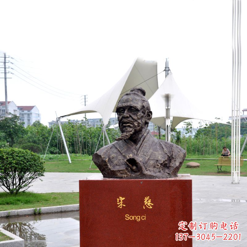 开封宋慈铸铜头像雕塑-古代十大名医园林广场人物雕塑