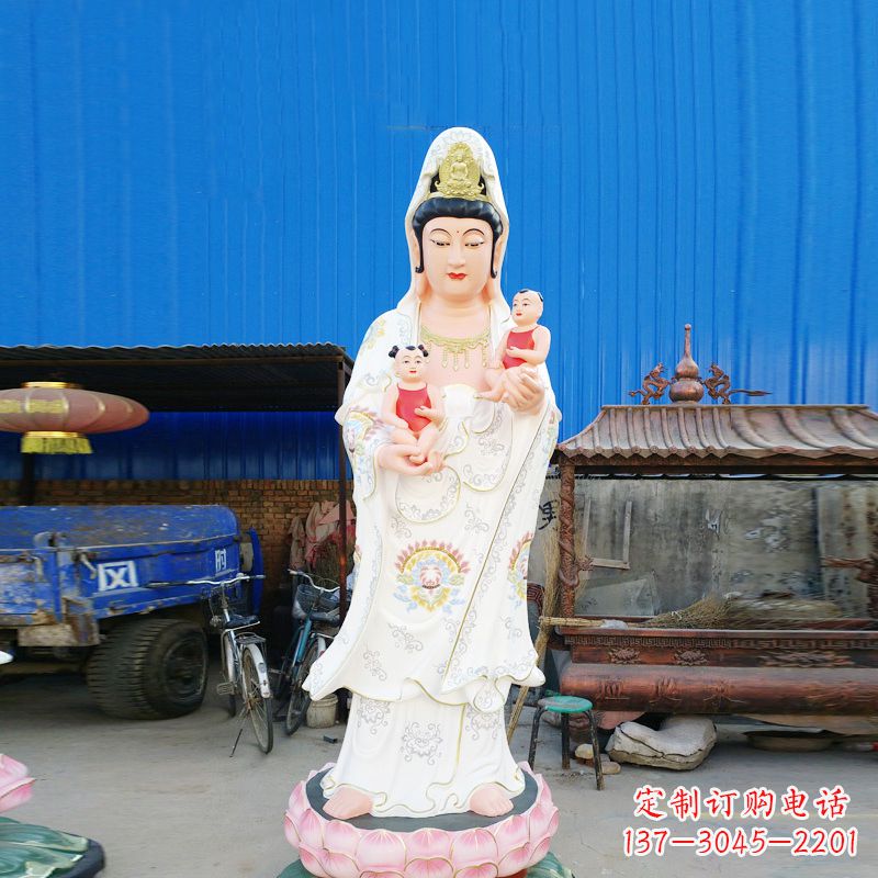 开封送子观音彩绘玻璃钢雕塑
