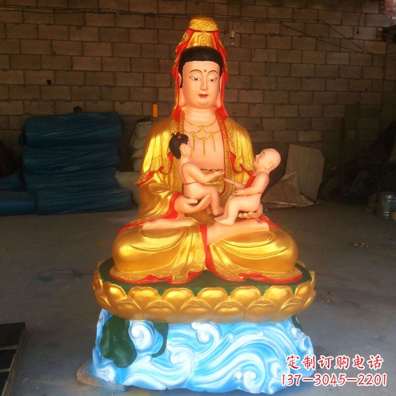 开封送子观音彩绘漆金雕塑