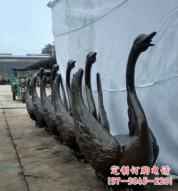 开封天鹅喷泉铜雕，园林喷泉水景流水组件
