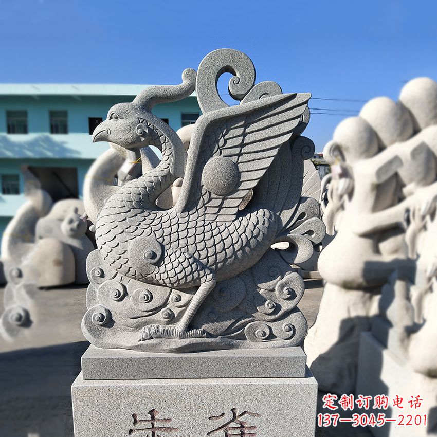 开封天之四灵之朱雀神鸟砂岩石雕塑