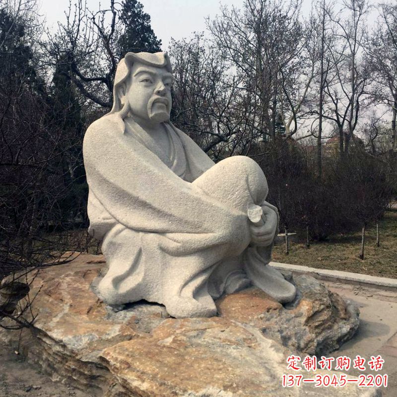 开封田园诗派鼻祖陶渊明公园园林石雕坐像