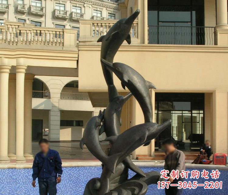 开封跳跃海豚景观铜雕