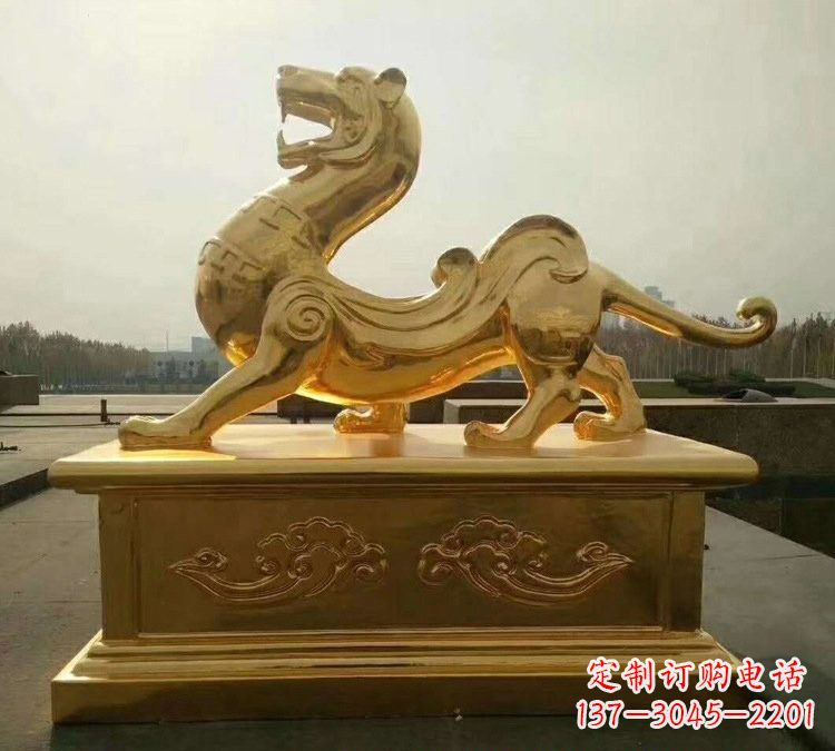 开封贴金古代神兽青龙雕塑