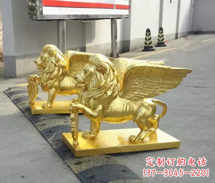 开封贴金圣马可飞狮铜雕