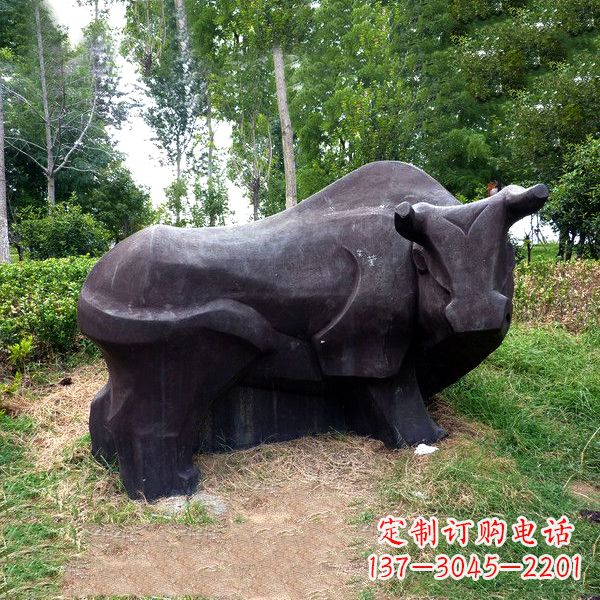 开封铜雕抽象牛-公园草坪水牛雕塑