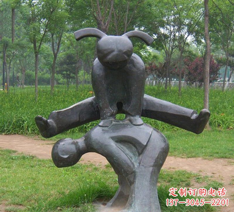 开封铜雕抽象跳山羊儿童