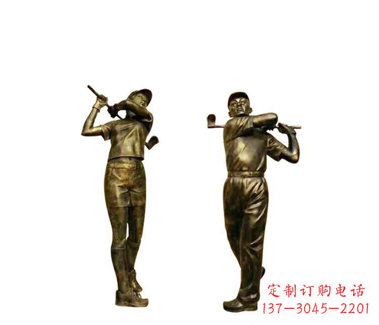 开封铜雕打高尔夫球人物雕塑