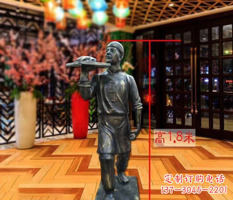 开封铜雕店小二人物雕塑 (2)