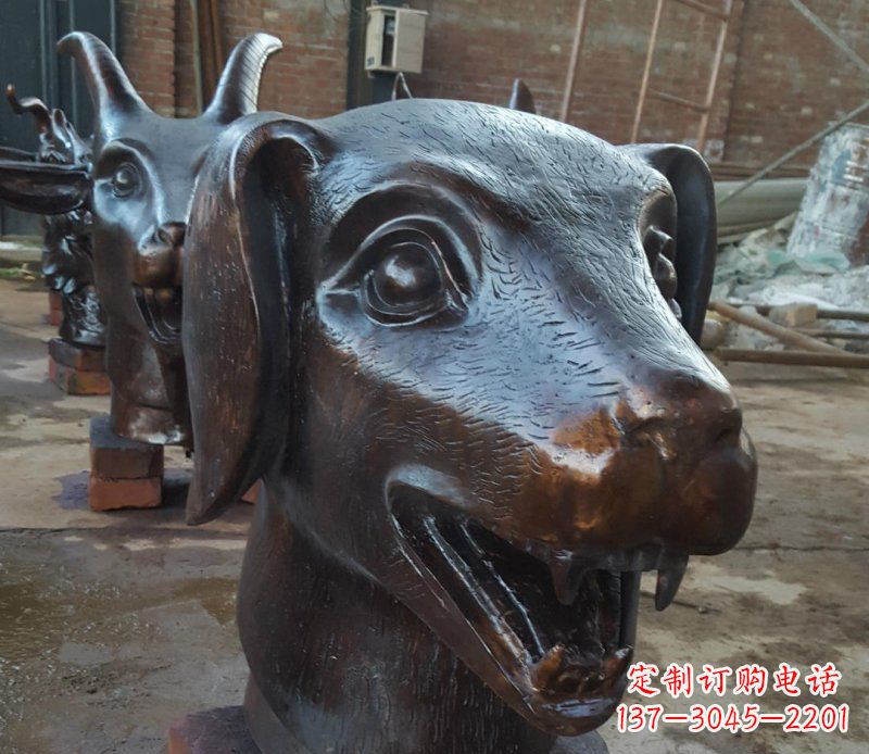 开封铜雕广场生肖动物头像装饰摆件