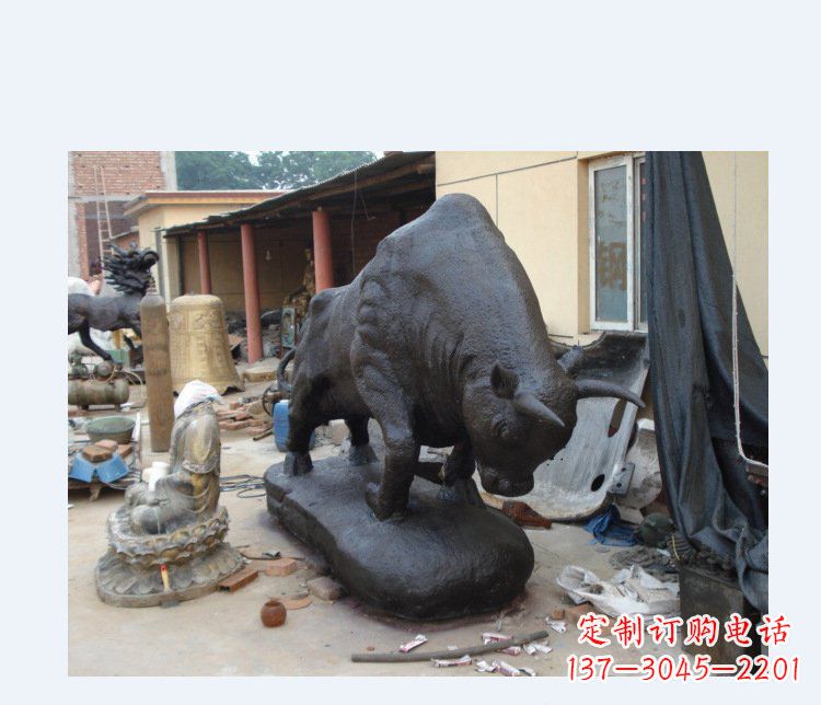 开封铜雕广场水牛动物雕塑