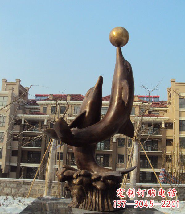 开封铜雕海豚雕塑 (2)
